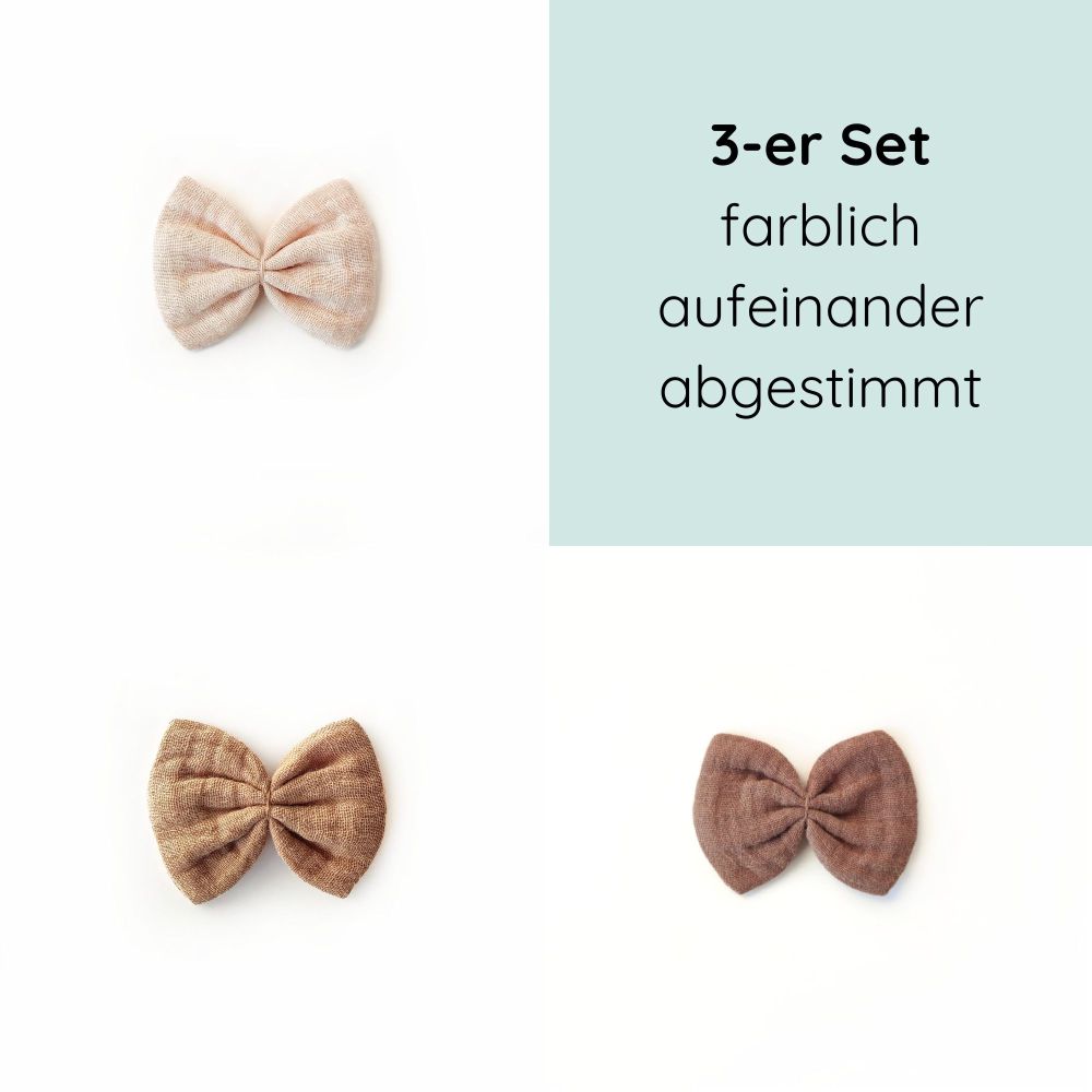 3-er Set Haarschleifen | Emma | natur
