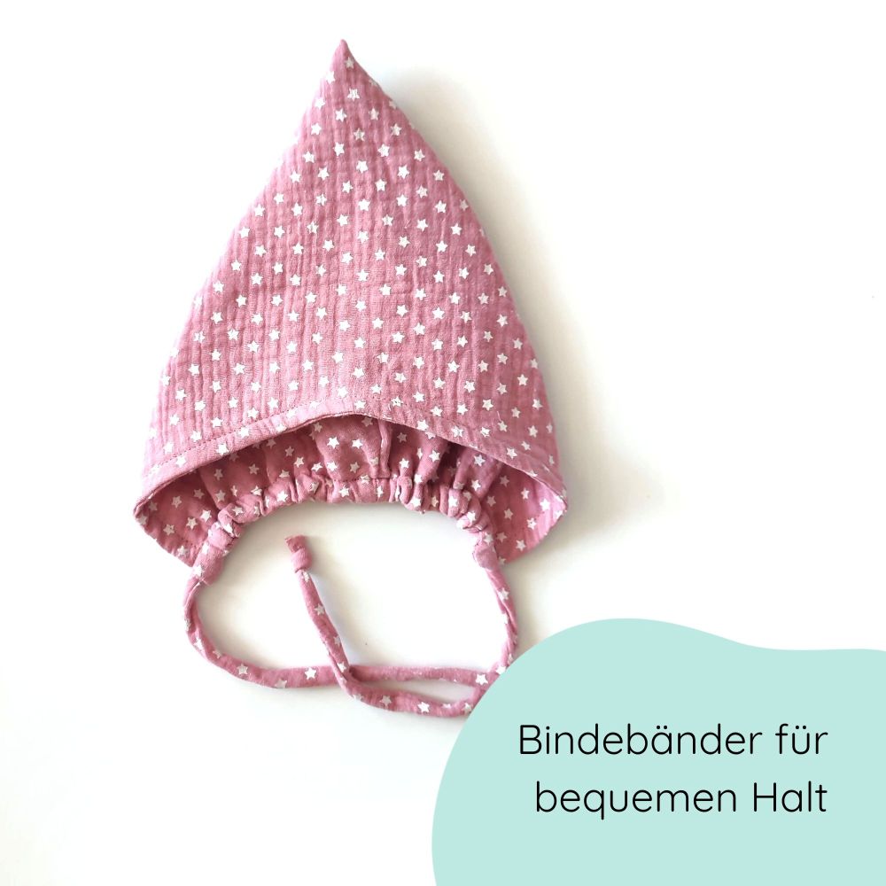 Zipfelmütze in hellrosa mit Sternchen für Babys Detailbild