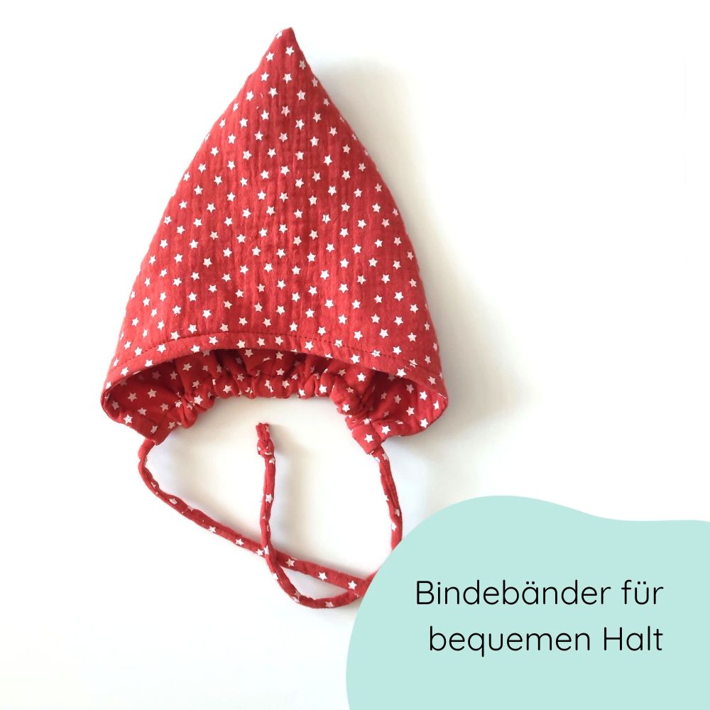 Zipfelmütze für Babys in kupfer mit Sternchen Detailbild