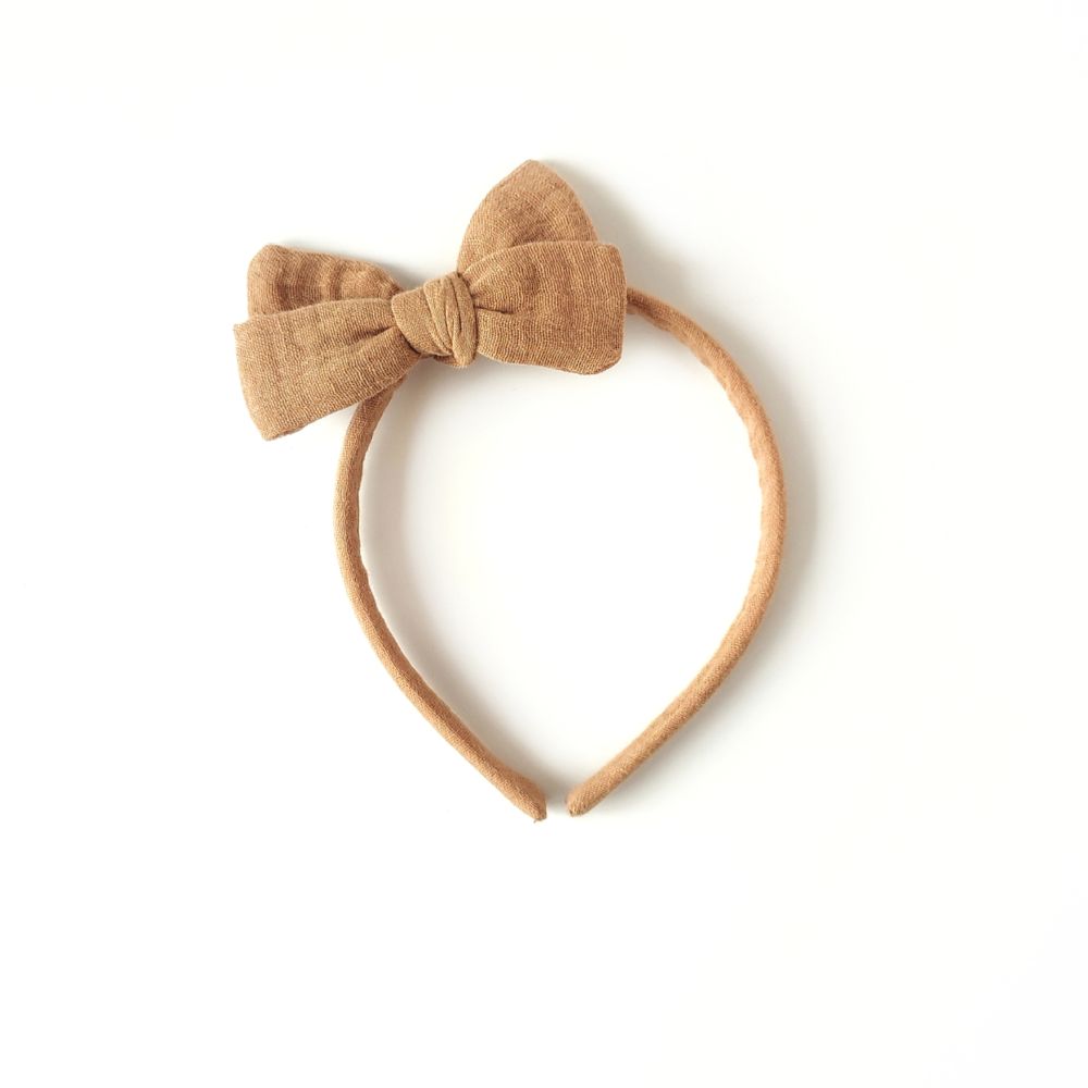 Haarreifen mit Schleife in camel