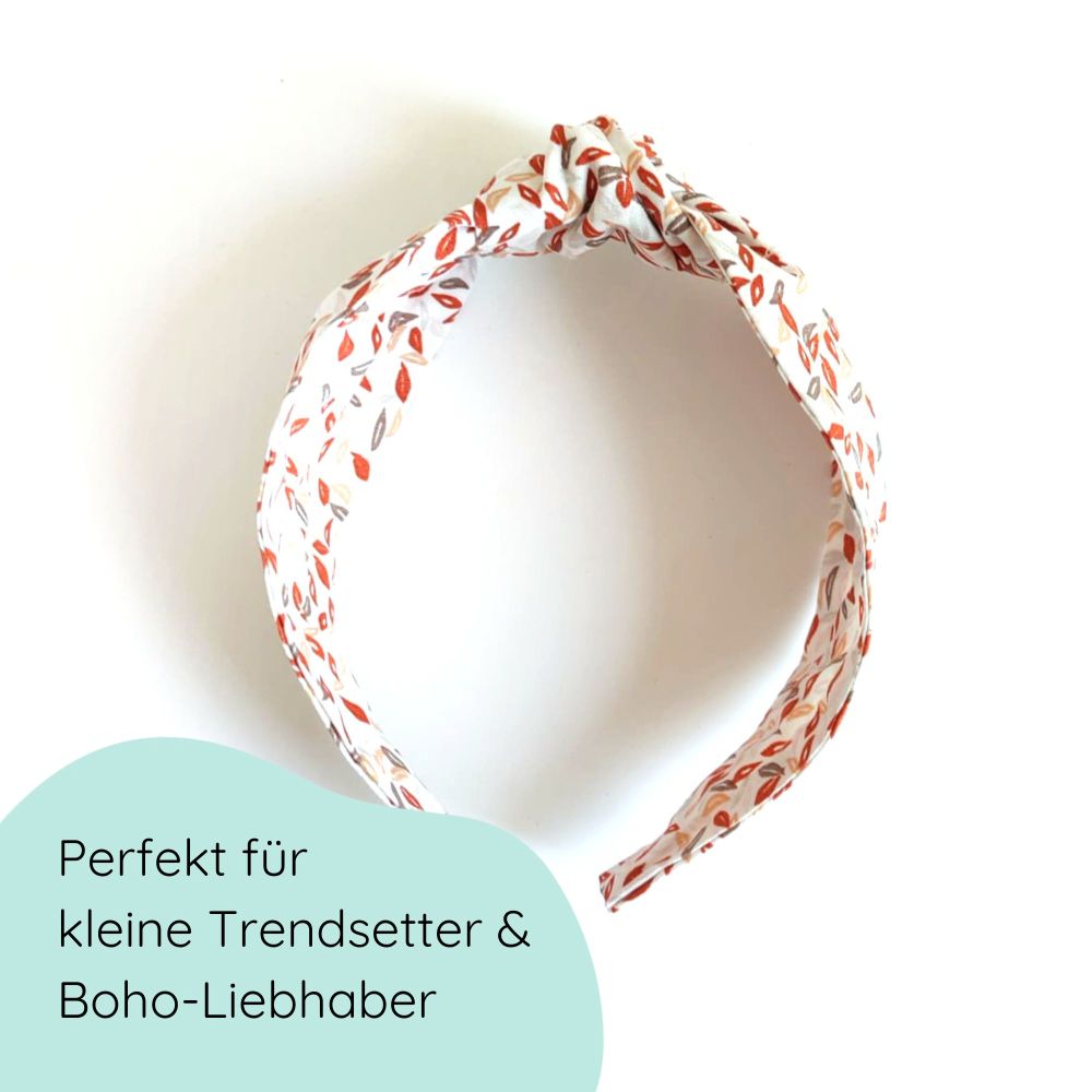 Headband knot | white floral - pink checked