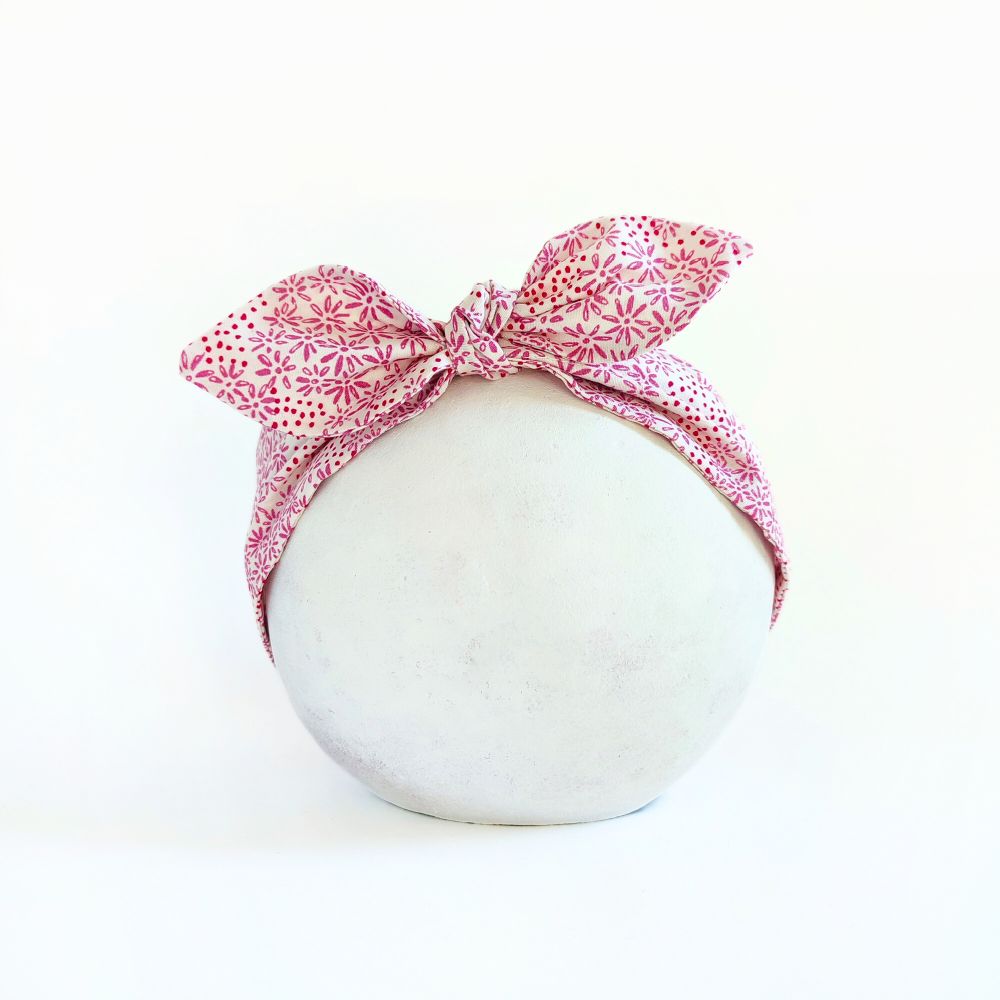 Headband | Rockabilly | white with pink flowers