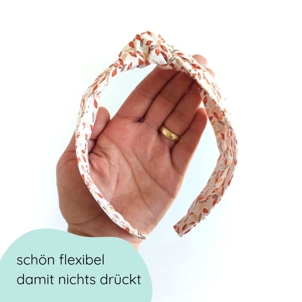 Headband knot | white floral - pink checked