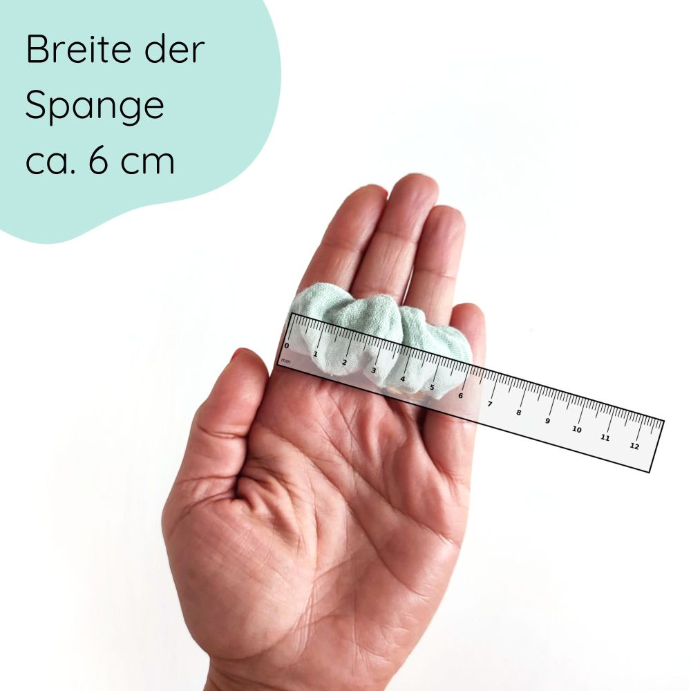 2er Set Scrunchiespangen in mint und weiß geblümt Detailbild