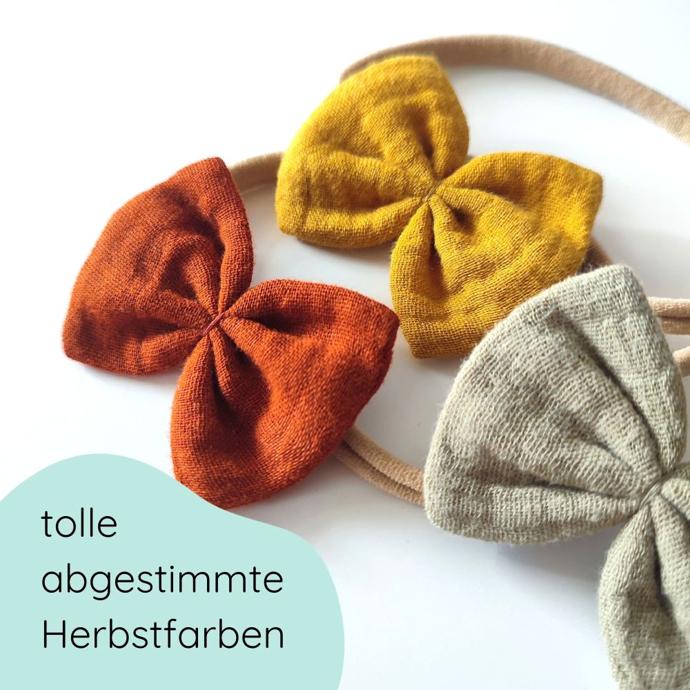 Detailbild Haarschleifen im Set in Herbstfarben