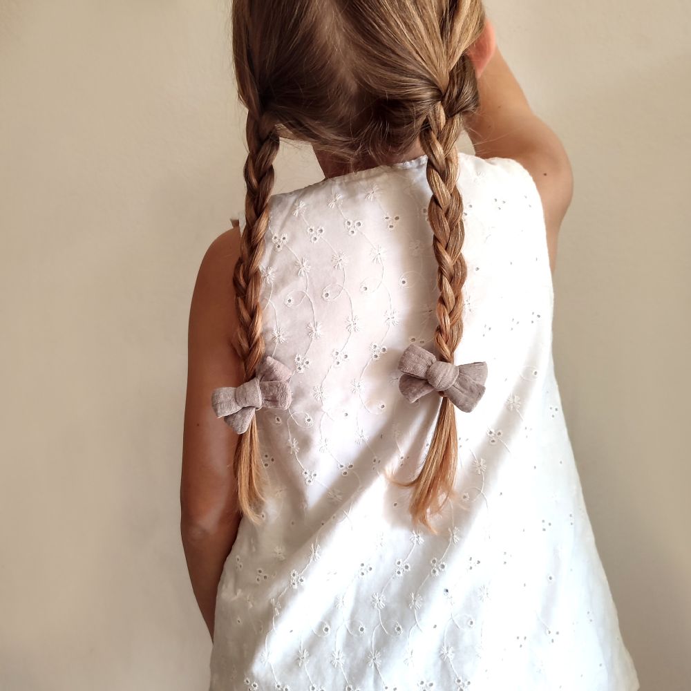 Haarschleife | MIDI | Alligatorclip oder Haargummi | beige