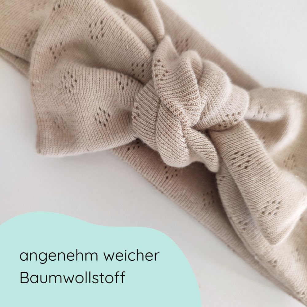 Detailbild Stirnband mit Schleife für Babys in beige