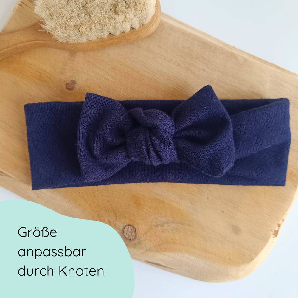 Stirnband mit Schleife in dunkelblau für Babys