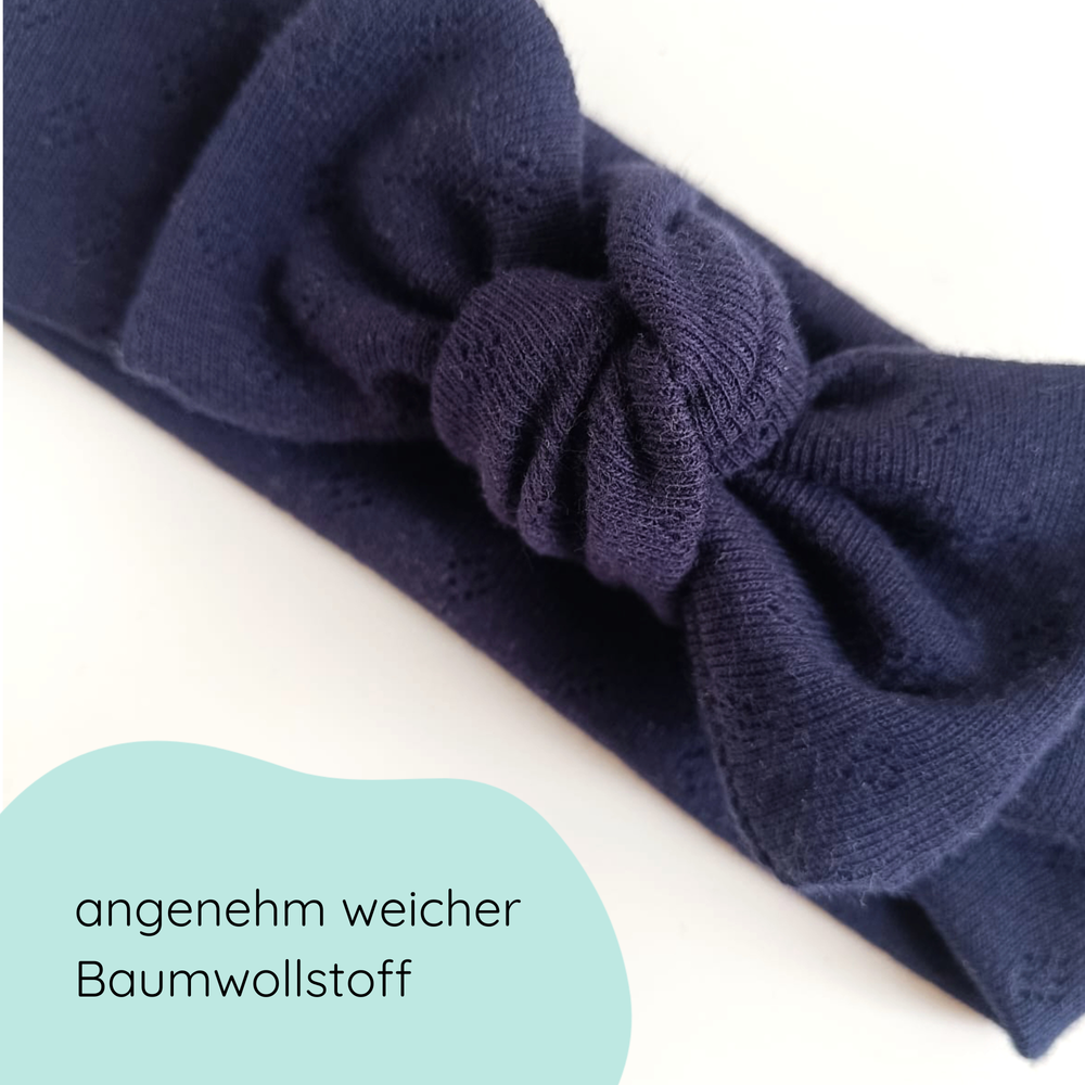 Stirnband mit Schleife in dunkelblau für Babys
