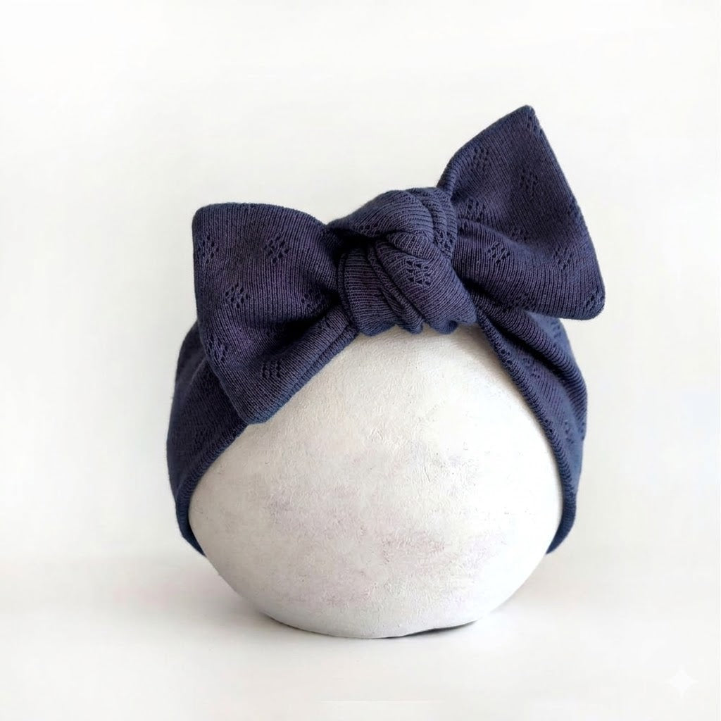 Stirnband mit Schleife in dunkelblau für Babys