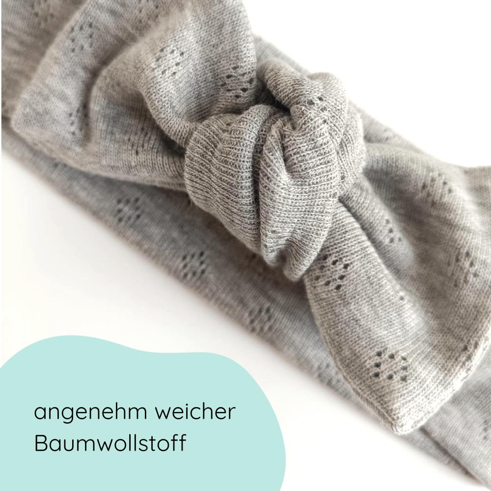 Stirnband mit Schleife in hellgrau für Babys