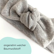 Stirnband mit Schleife in hellgrau für Babys