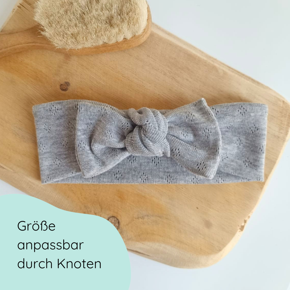 Stirnband mit Schleife in hellgrau für Babys
