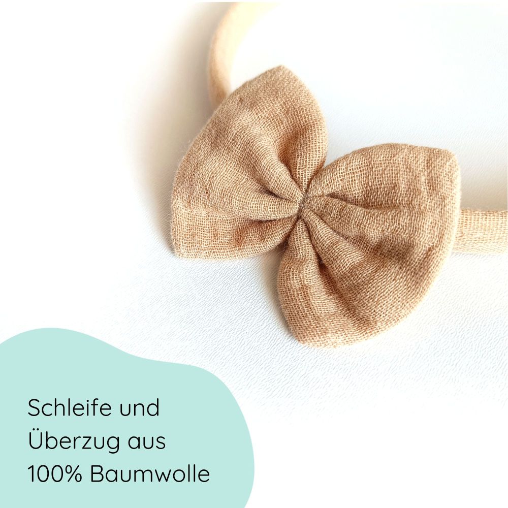 Haarreifen für Kinder mit Schleife in sand Detailbild