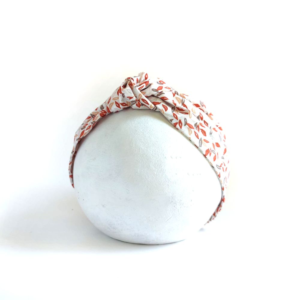 Headband knot | white floral - pink checked