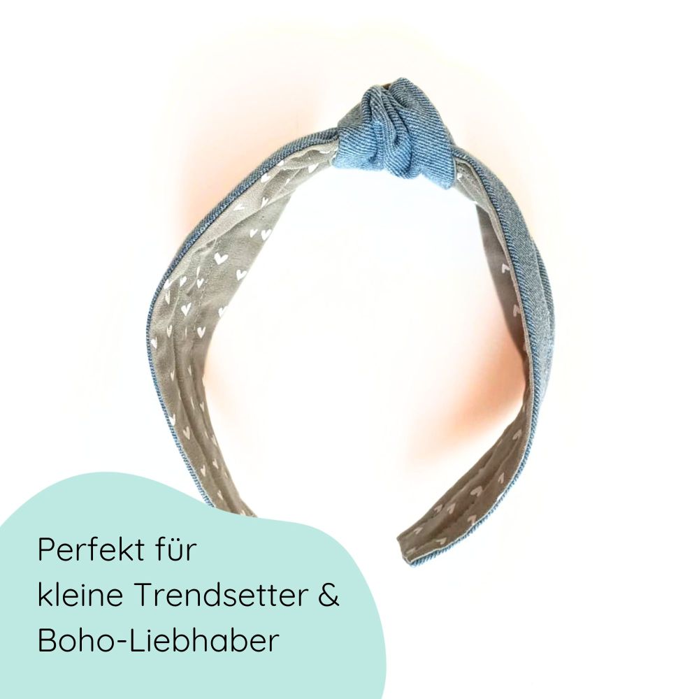 Haarreifen für Kinder aus Jeans mit Knoten