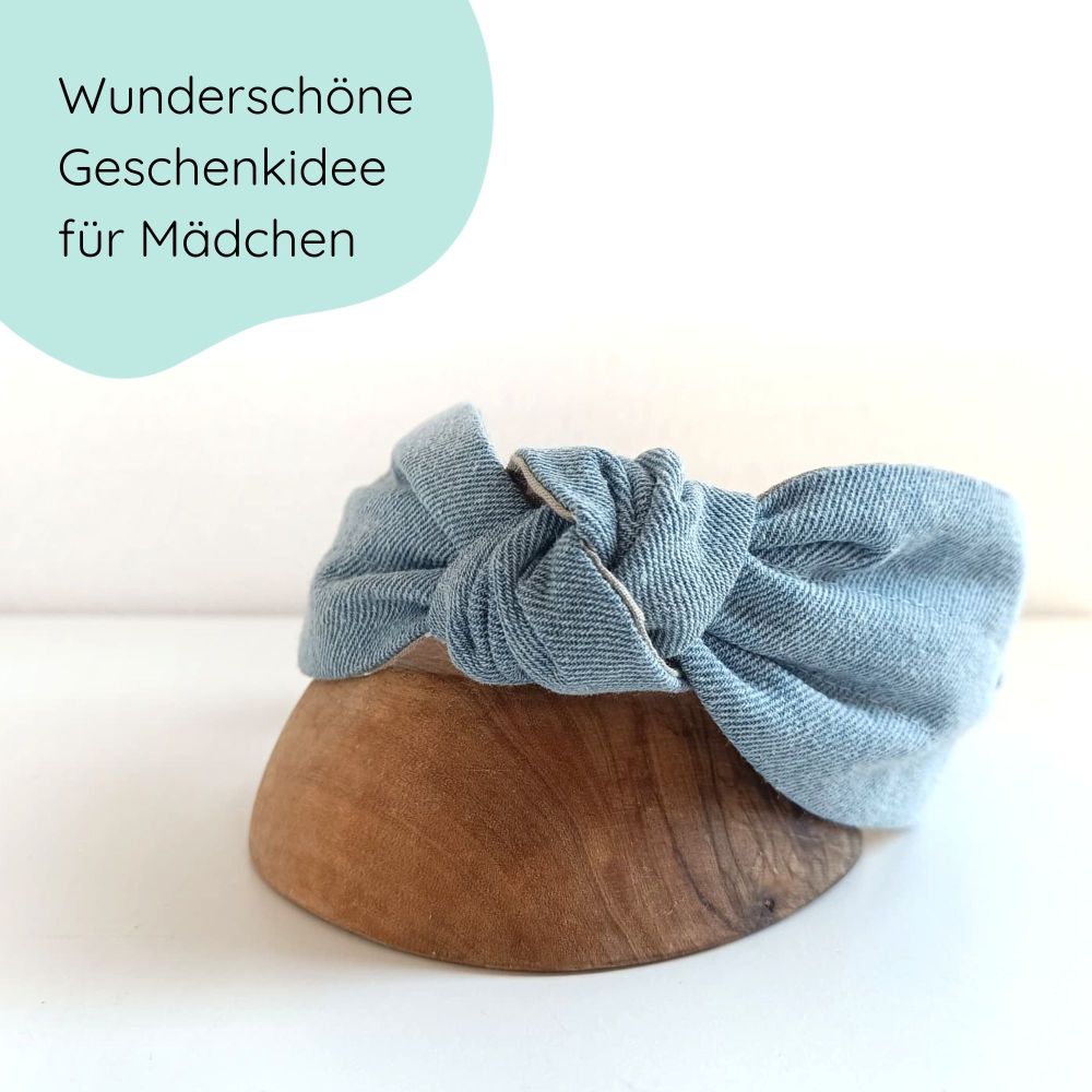Haarreifen für Kinder aus Jeans mit Knoten