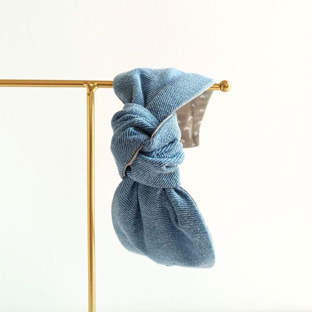 Haarreifen für Kinder aus Jeans mit Knoten