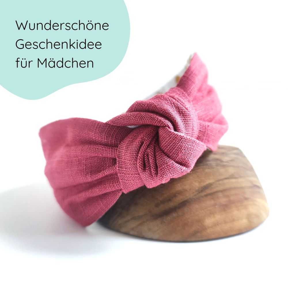 Haarreifen für Kinder mit Knoten in der Farbe erdbeere