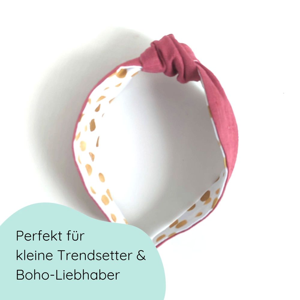 Haarreifen für Kinder mit Knoten in der Farbe erdbeere