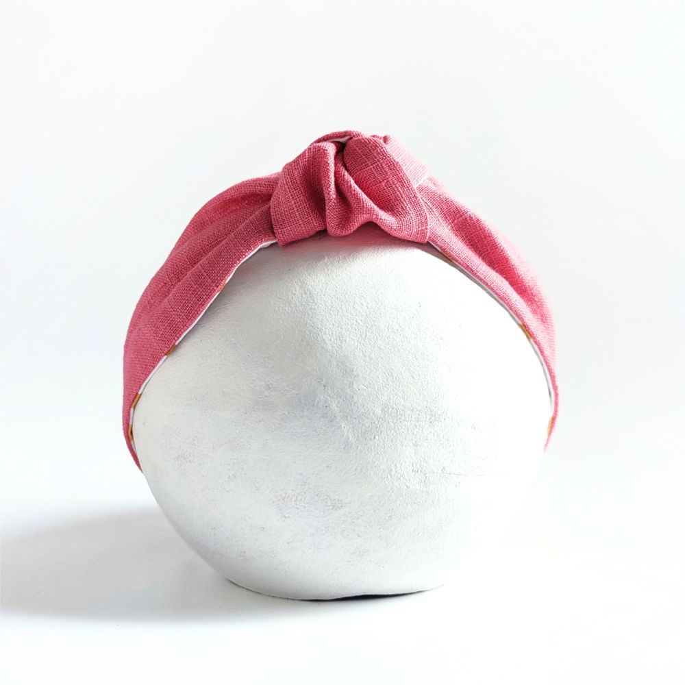 Headband | Knot | Linen - raspberry