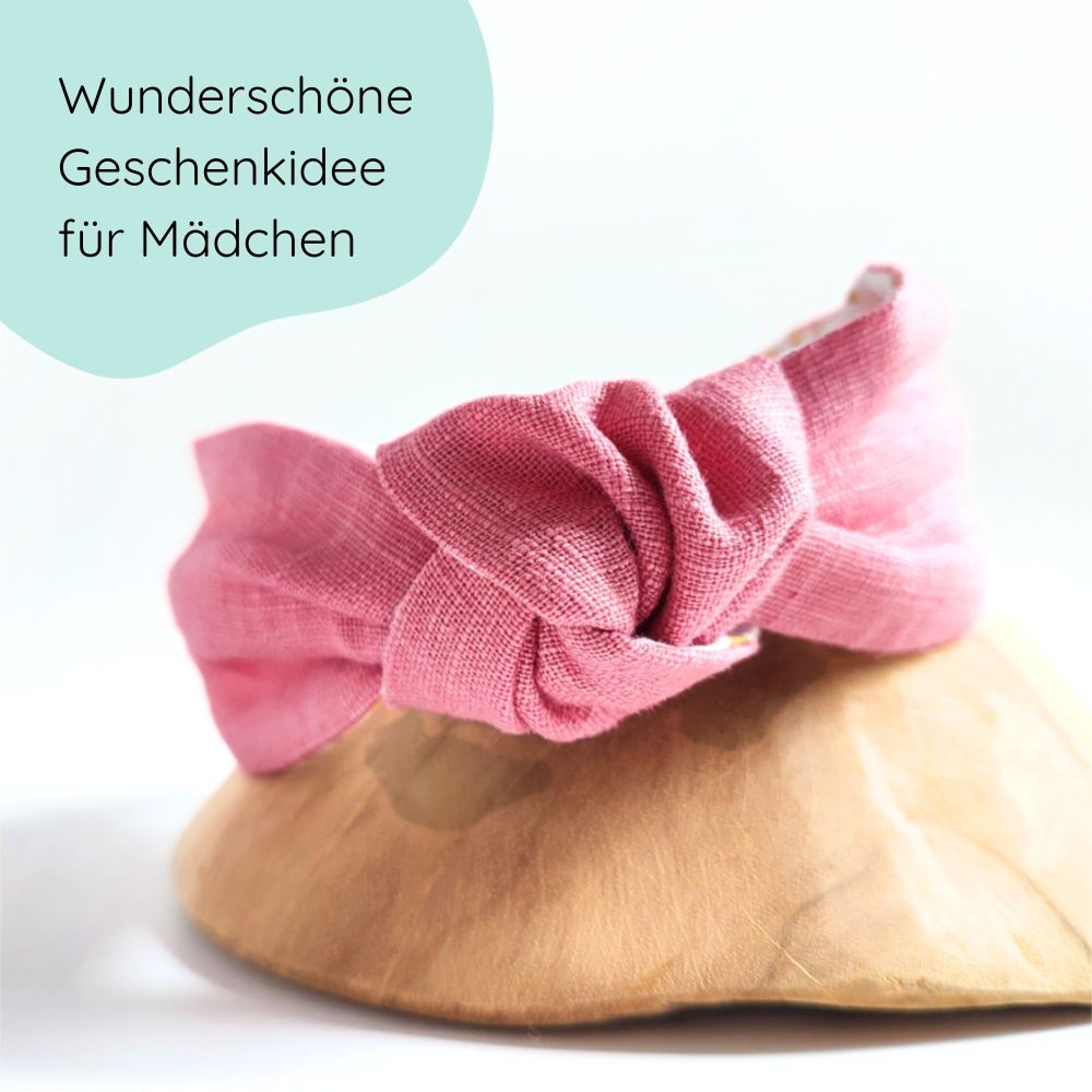 Headband | Knot | Linen - raspberry