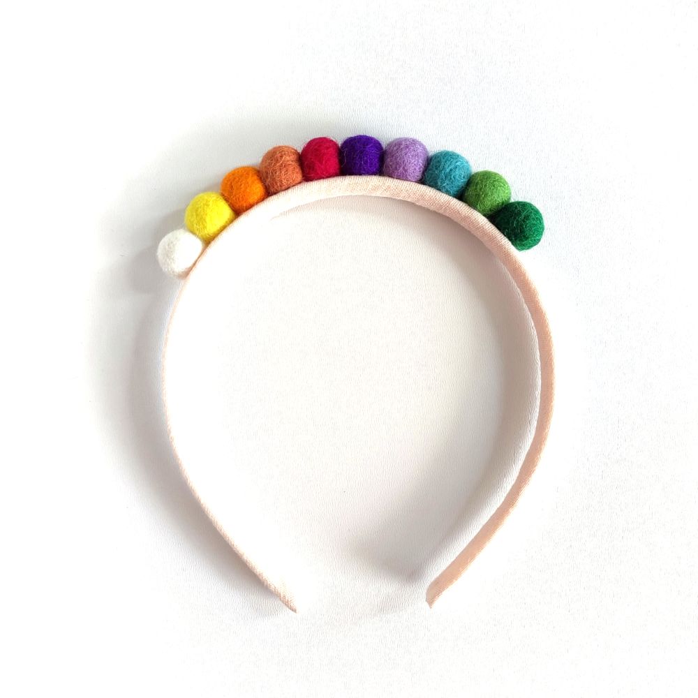 Rainbow hairband | large felt balls