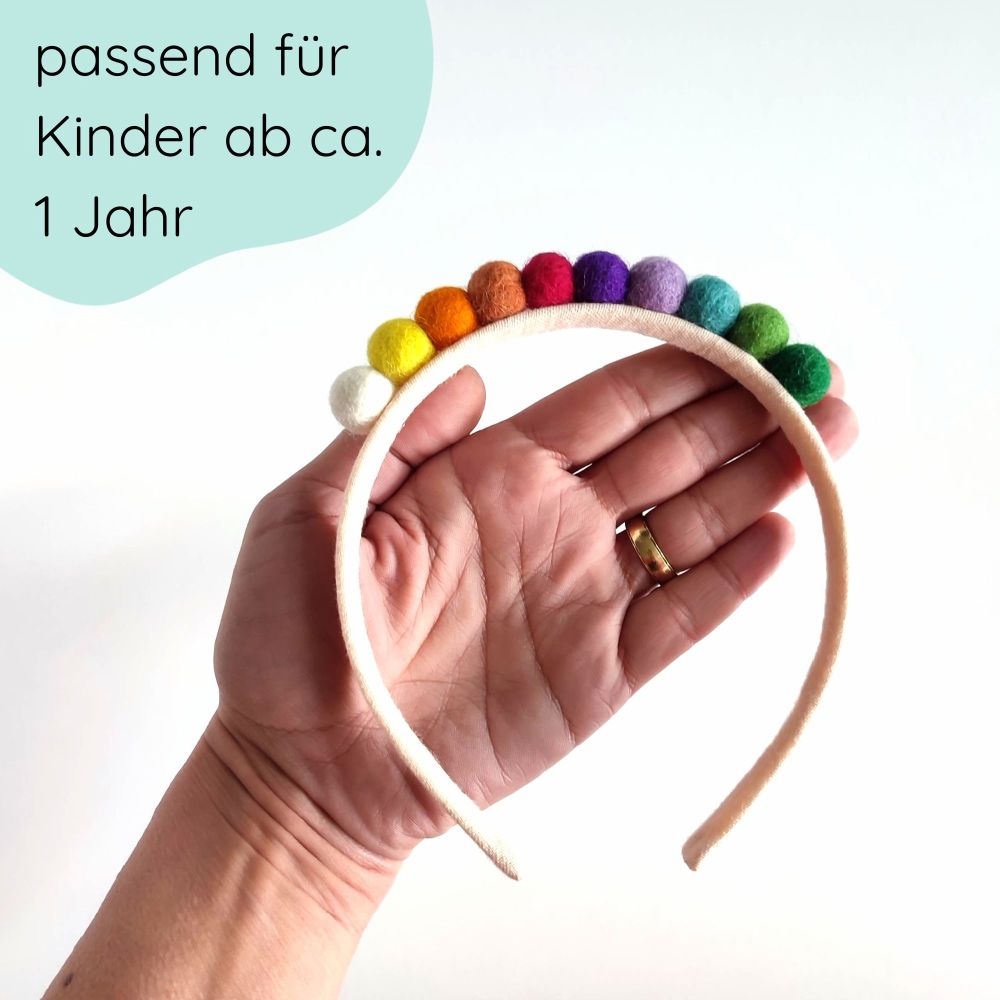 Rainbow hairband | large felt balls