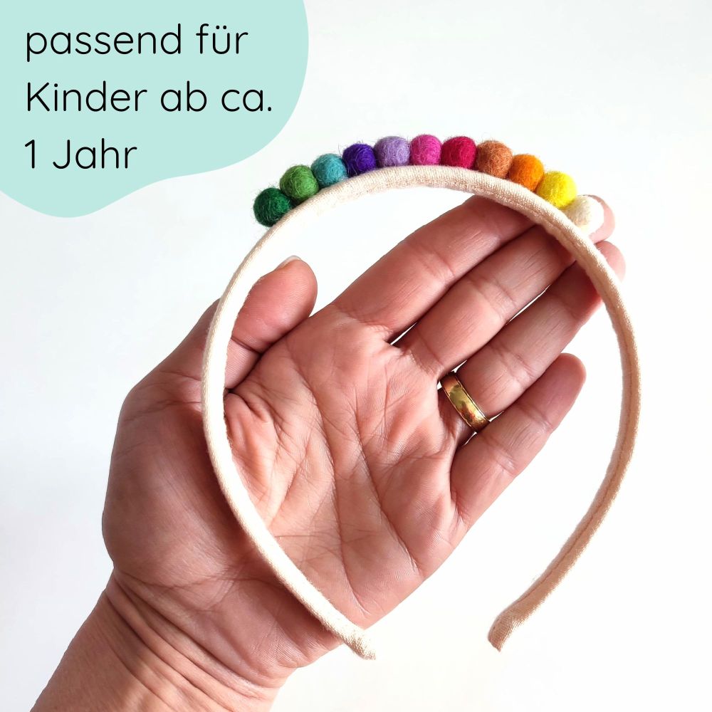 Rainbow hairband | small felt balls