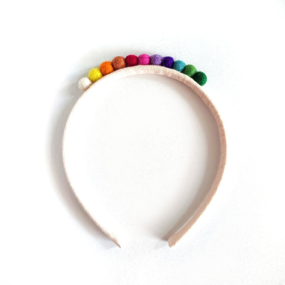 Rainbow hairband | small felt balls
