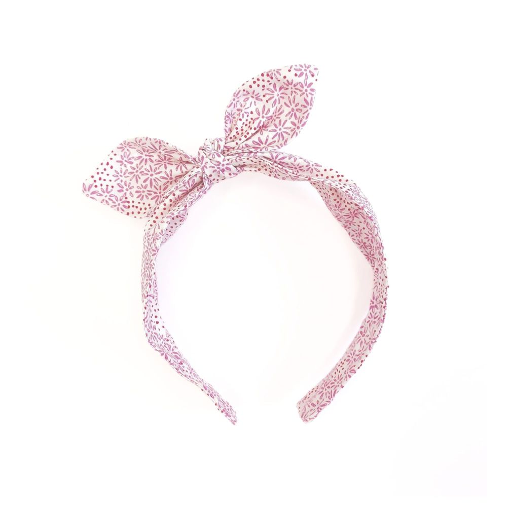 Headband | Rockabilly | white with pink flowers
