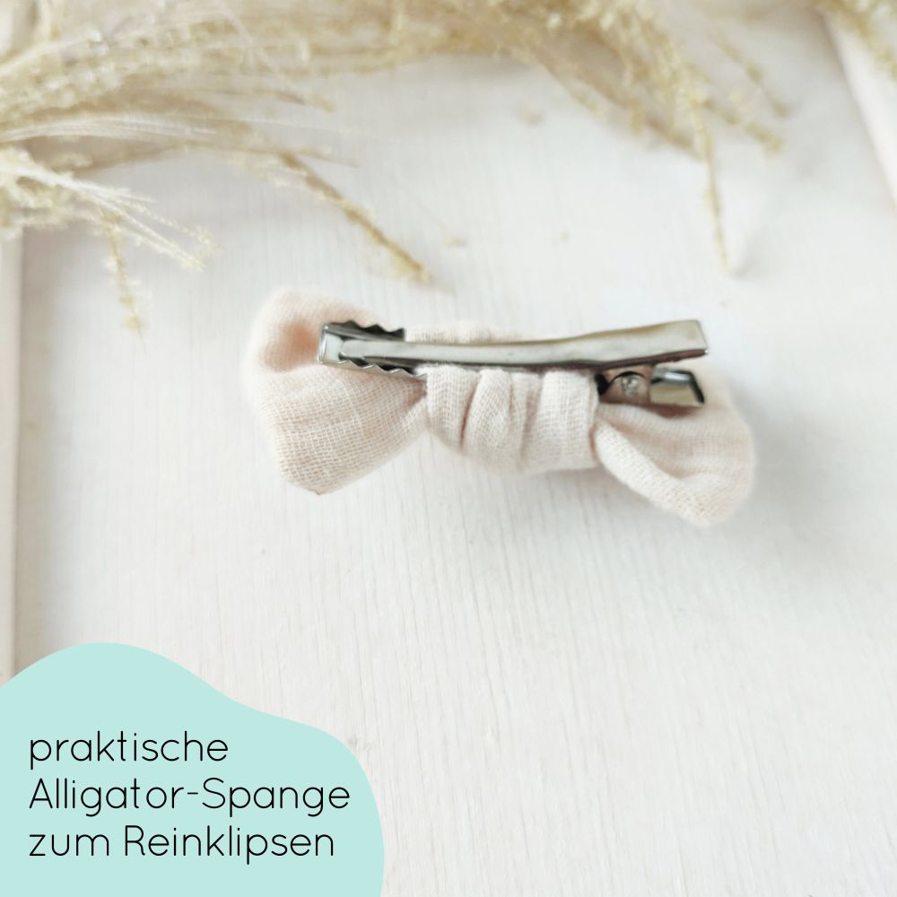 Haarschleife Knoten | Alligatorclip oder Haargummi | beige