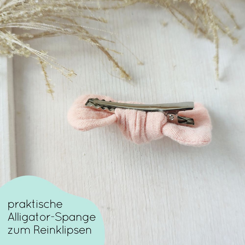Haarschleife Knoten | Alligatorclip oder Haargummi | nude