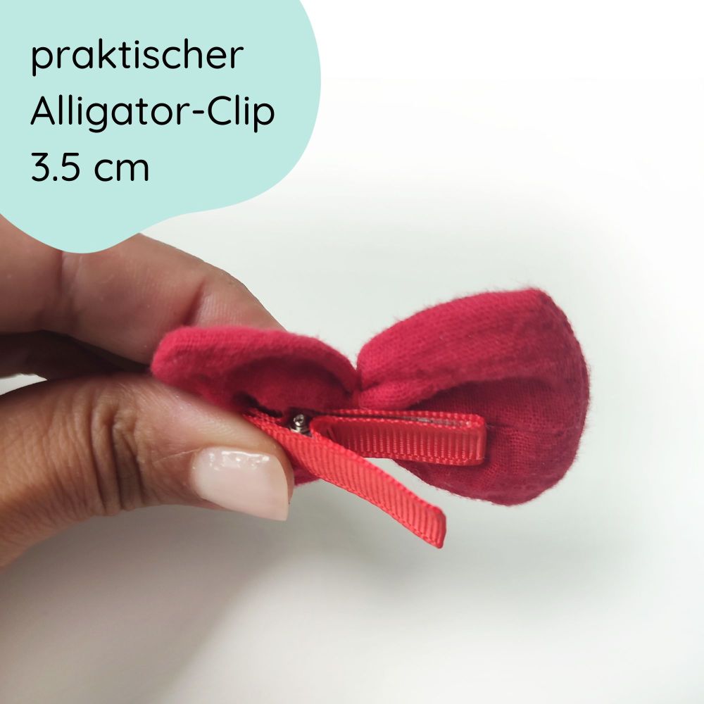 Haarschleife Emma | rot mit Stern | Alligatorclip