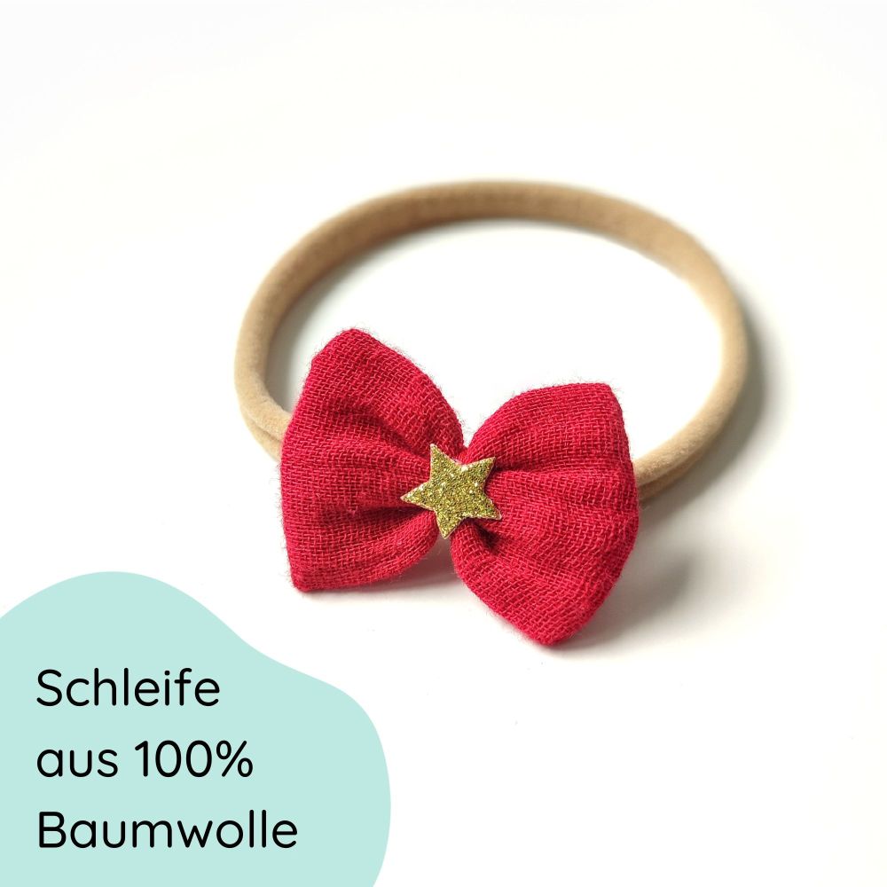 kleine Haarschleife | rot mit Stern | Haarband