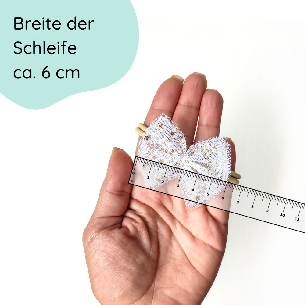 Haarschleife Tüll | weiß mit Sternchen | Haarband