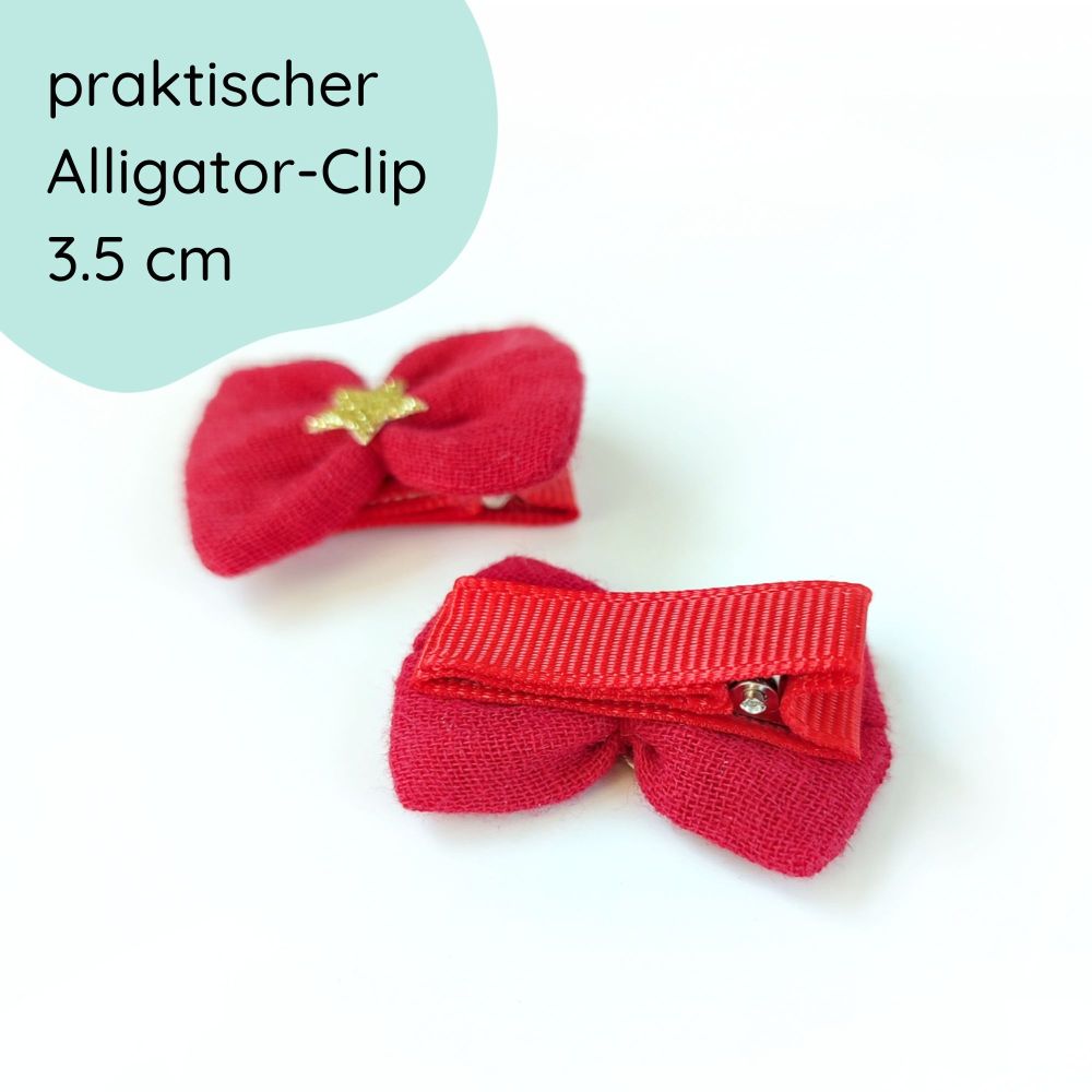 kleine Haarschleife | rot mit Stern | Alligatorclip