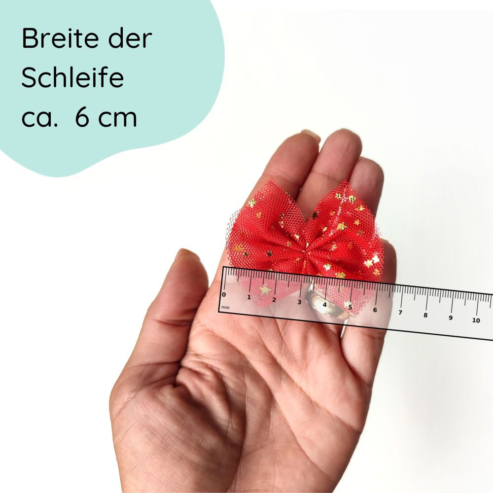 Haarschleife Tüll | rot mit Sternchen | Haarband