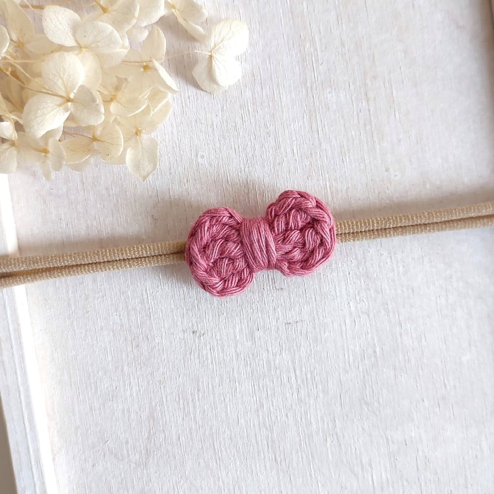 Baby Haarschleife | gehäkelt | rosa