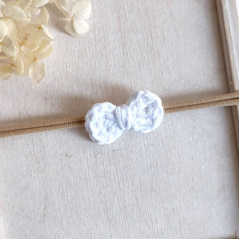 Baby Haarschleife | gehäkelt | weiß
