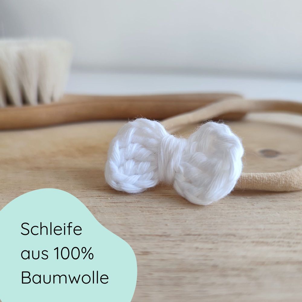 Baby Haarschleife | gehäkelt | weiß
