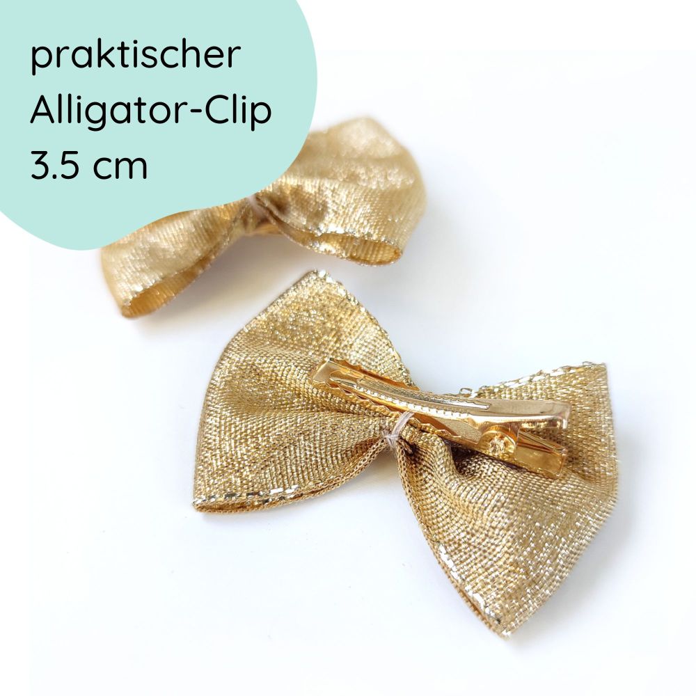 goldene Haarschleife mit Alligatorclip