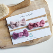 Haarschleifen für Babys in rosa, hellrosa und lila