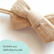 Haarschleife aus Musselin für Babys in der Farbe sand Detailbild