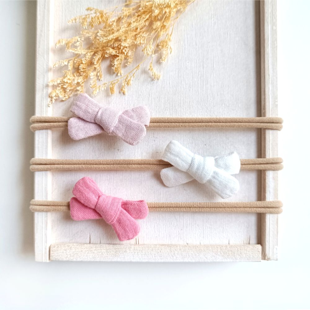 Set of 3 hair bows | MINI | natural