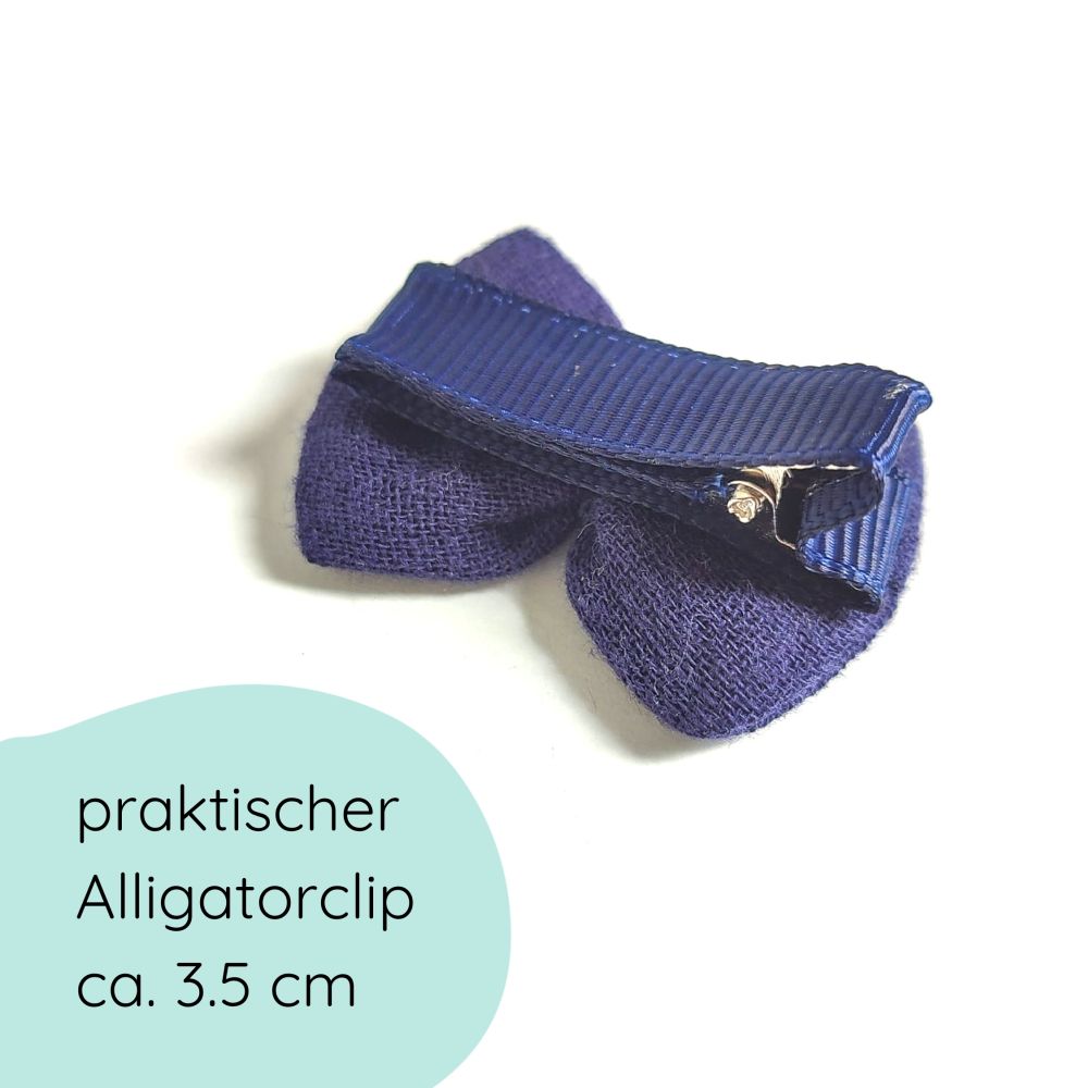 kleine dunkelblaue Haarschleife für Weihnachten Detailbild