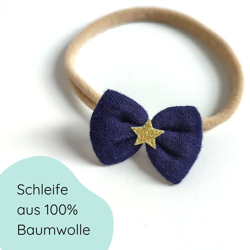 kleine Haarschleife | blau mit Stern | Haarband