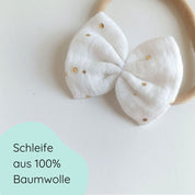 Baby Haarschleife | Emma | weiß mit goldenen Punkten