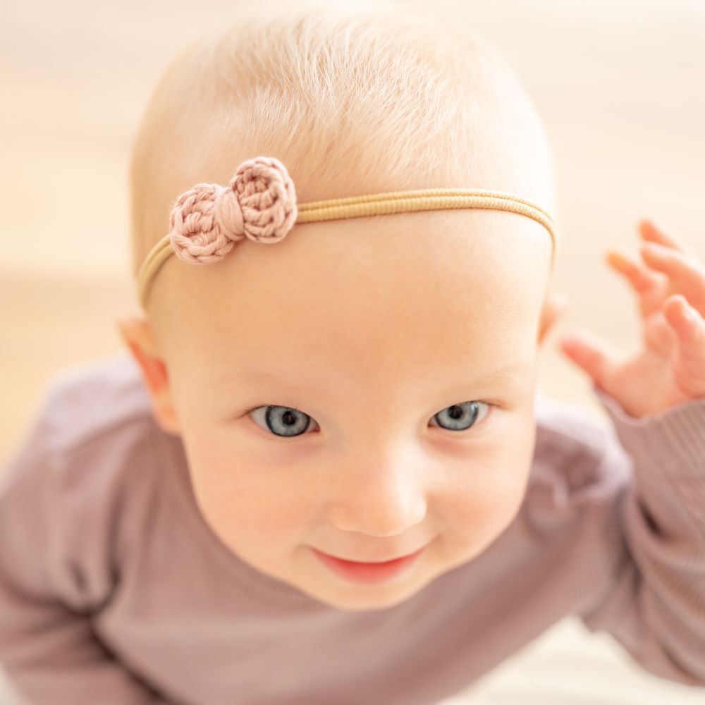 Baby Haarschleife | gehäkelt | altrosa