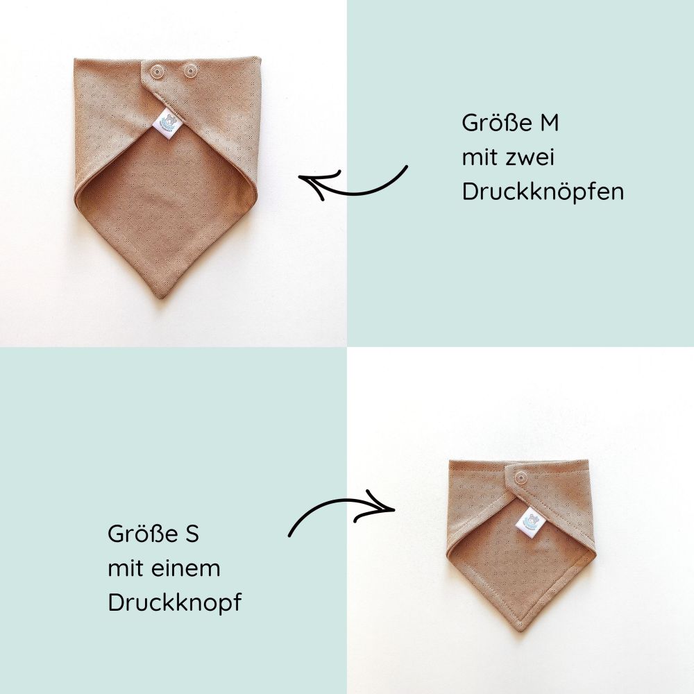 Dreieckstuch aus weicher Baumwolle mit feinem Lochmuster und Druckknöpfen in beige